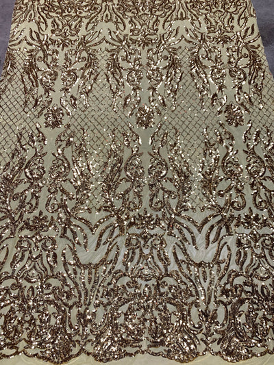 Phoebe GOLD Sequins on Mesh Lace Fabric by the Yard - 10062
