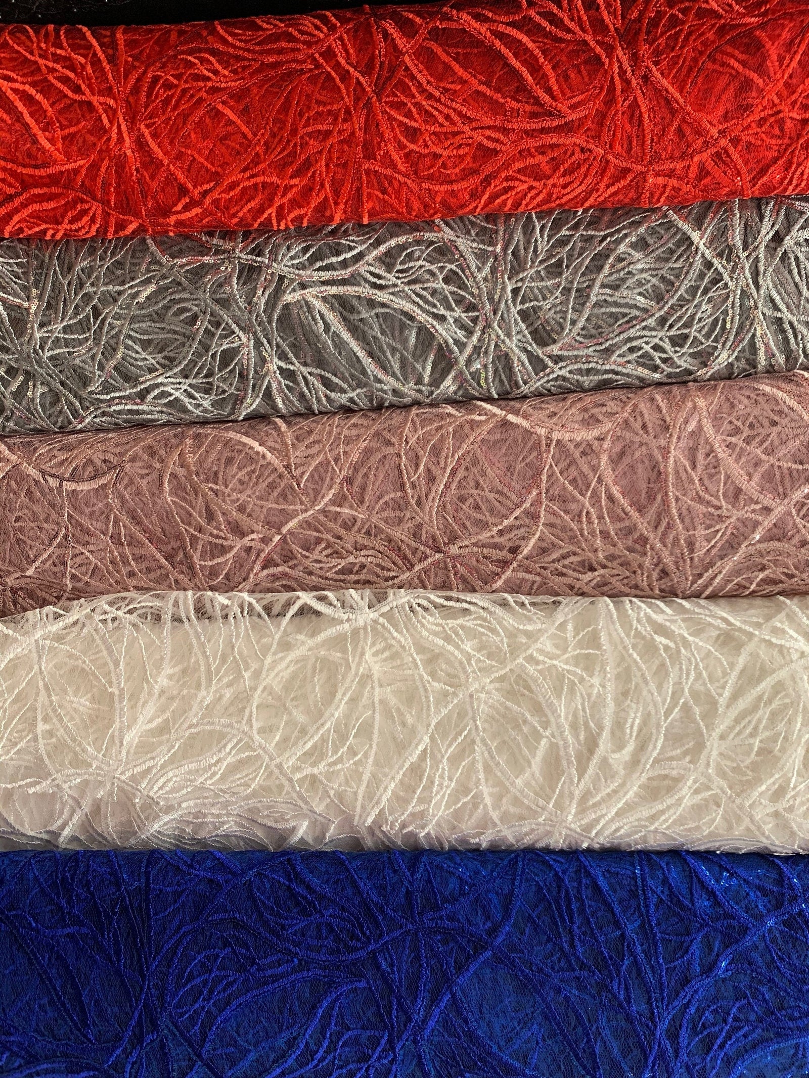 Julie DUSTY ROSE Polyester Filament Pattern with Sequins on Mesh Lace Fabric by the Yard for Gown, Wedding, Bridesmaid, Prom - 10154