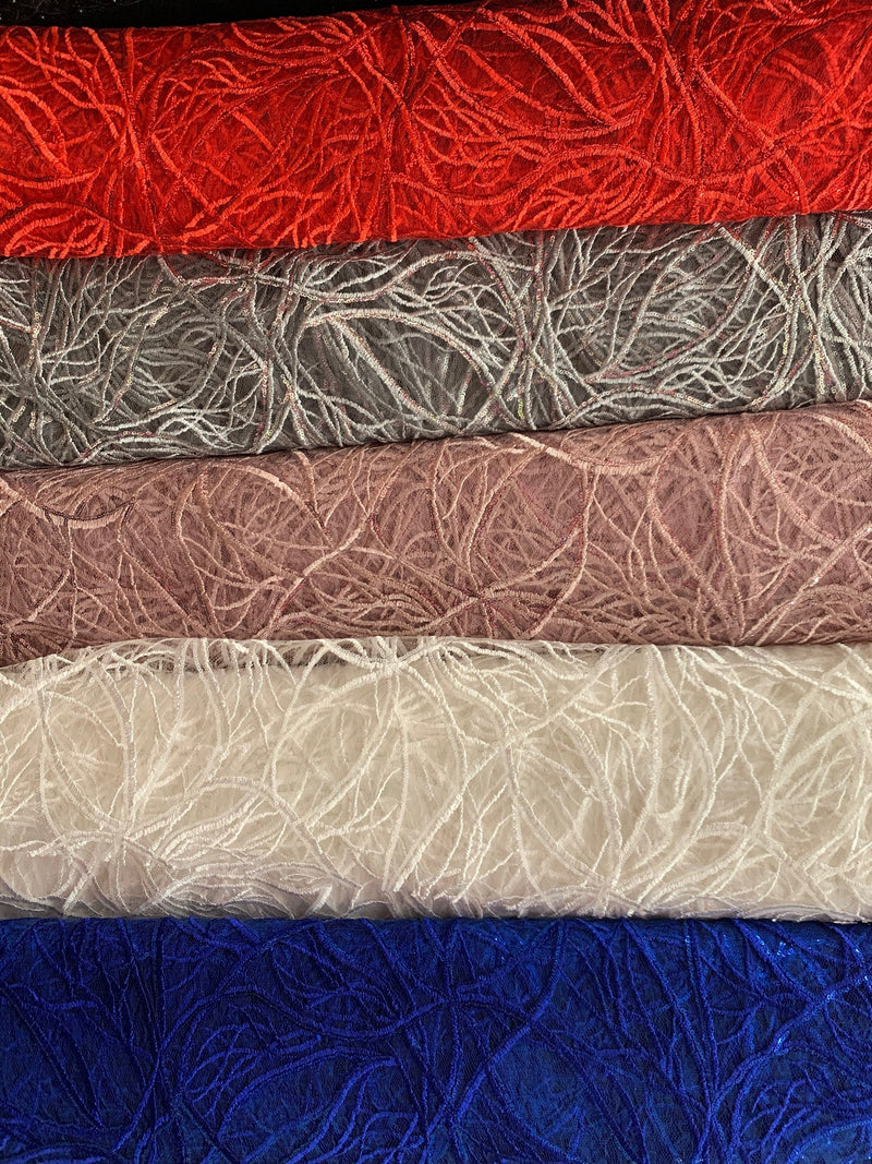 Julie DUSTY ROSE Polyester Filament Pattern with Sequins on Mesh Lace Fabric by the Yard for Gown, Wedding, Bridesmaid, Prom - 10154