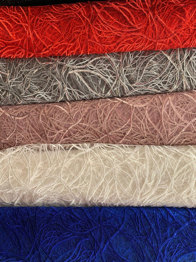 Julie ROYAL BLUE Polyester Filament Pattern with Sequins on Mesh Lace Fabric by the Yard for Gown, Wedding, Bridesmaid, Prom - 10154