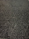 Thea BLACK Geometric Sequins Diamond & Stripes on Mesh Lace Fabric by the Yard - 10026