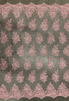 Brianna PINK Polyester Floral Embroidery with Sequins on Mesh Lace Fabric by the Yard - 10020