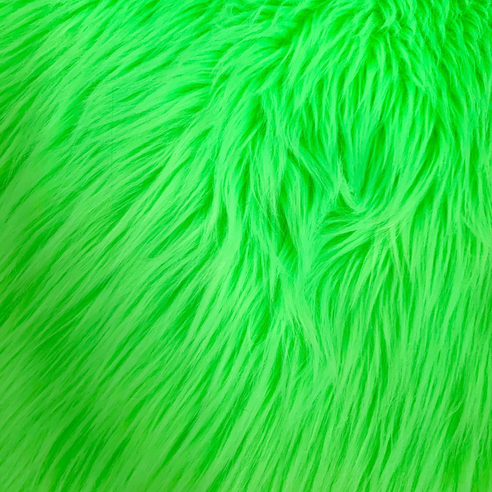 Sasha NEON LIME GREEN Long Pile Soft Luxury Faux Fur Fabric Fursuit, Cosplay Costume, Photo Prop, Trim, Throw Pillow, Crafts