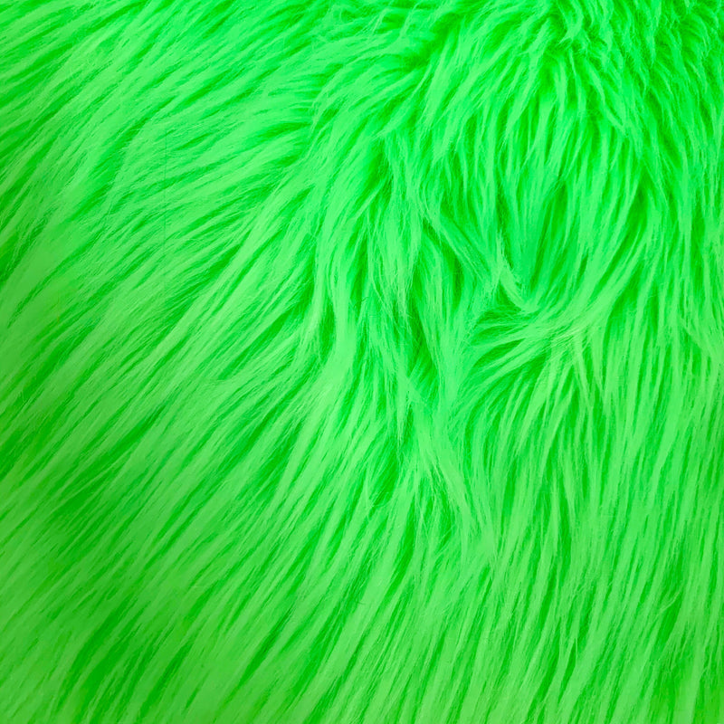 Sasha NEON LIME GREEN Long Pile Soft Luxury Faux Fur Fabric Fursuit, Cosplay Costume, Photo Prop, Trim, Throw Pillow, Crafts