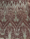 Alaina COPPER Curlicue Sequins on Mesh Lace Fabric by the Yard - 10018