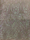 Alaina BLUSH PINK IRIDESCENT Curlicue Sequins on Mesh Lace Fabric by the Yard - 10018