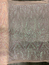 Alaina BLUSH PINK IRIDESCENT Curlicue Sequins on Mesh Lace Fabric by the Yard - 10018