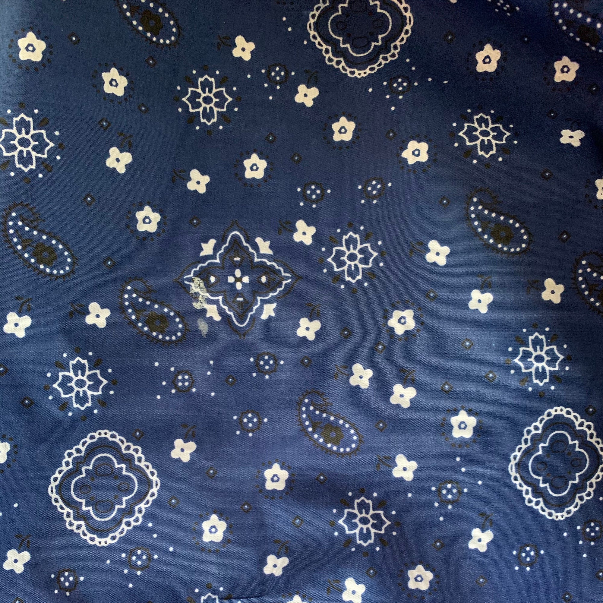 Annabella NAVY BLUE Paisley Floral Print Bandana Poly Cotton Fabric by the Yard - 10114