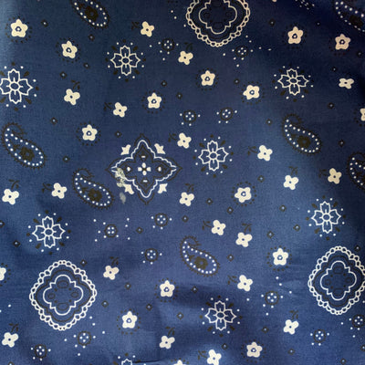 Annabella NAVY BLUE Paisley Floral Print Bandana Poly Cotton Fabric by the Yard - 10114