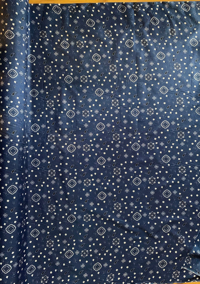 Annabella NAVY BLUE Paisley Floral Print Bandana Poly Cotton Fabric by the Yard - 10114