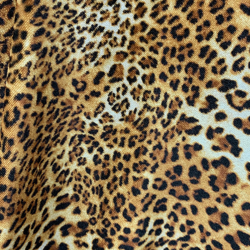 Dana BROWN BLACK Leopard Pattern Polyester Stretch Velvet Fabric by the Yard for Tops, Clothes, Dance Wear, Costumes, Crafts - 10160