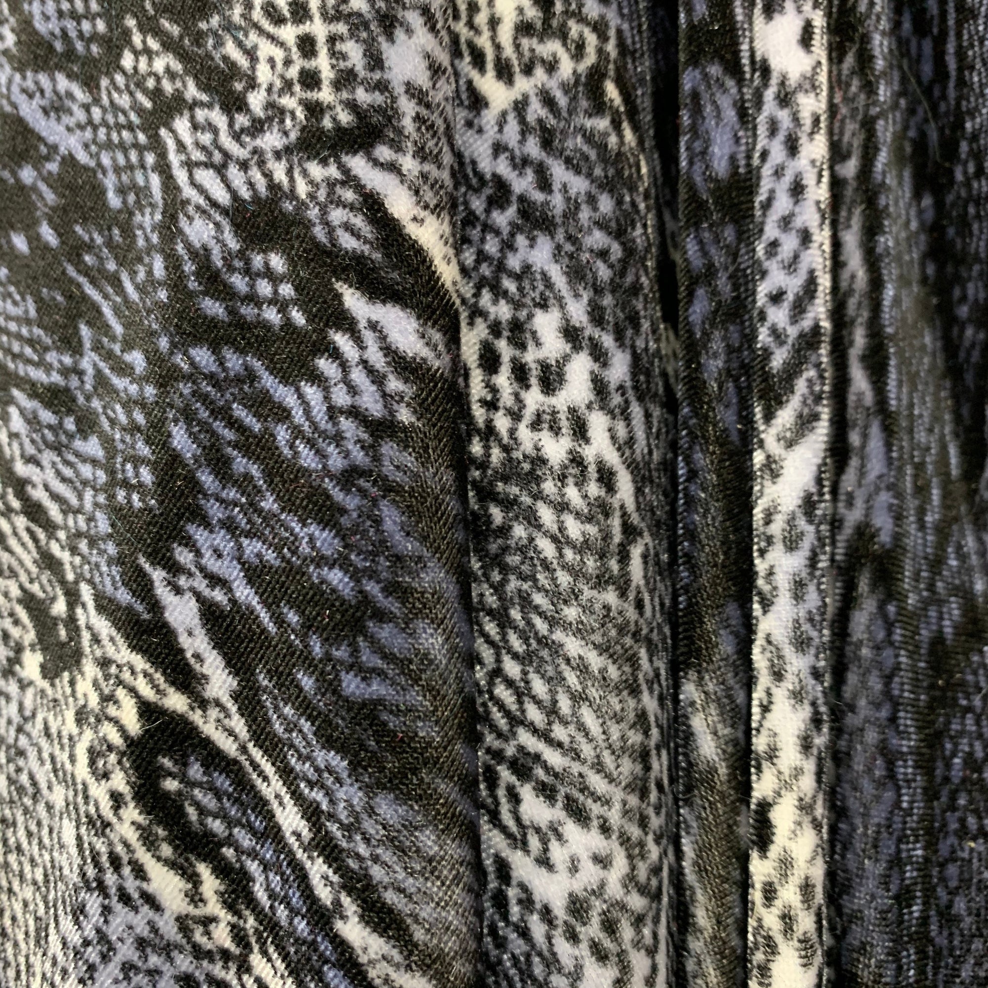 Colette BLUE BLACK Snake Skin Pattern Polyester Stretch Velvet Fabric by the Yard for Tops, Clothes, Dance Wear, Costumes, Crafts - 10161
