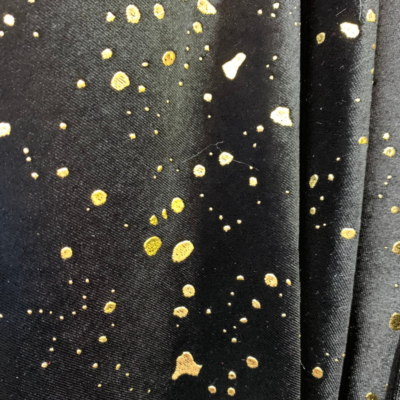 Ivanna GOLD SPECKS BLACK Polyester Stretch Velvet Fabric for Bows, Topknot, Scrunchies, Clothes, Costumes, Crafts