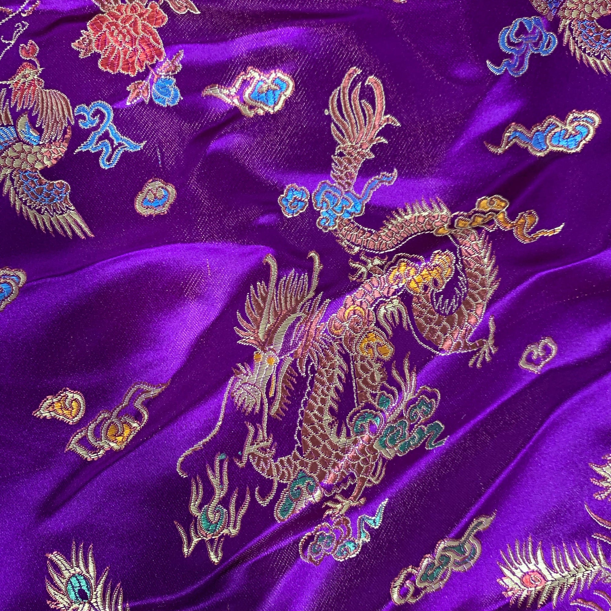 Hope PURPLE Dragon Brocade Chinese Satin Fabric by the Yard - 10040