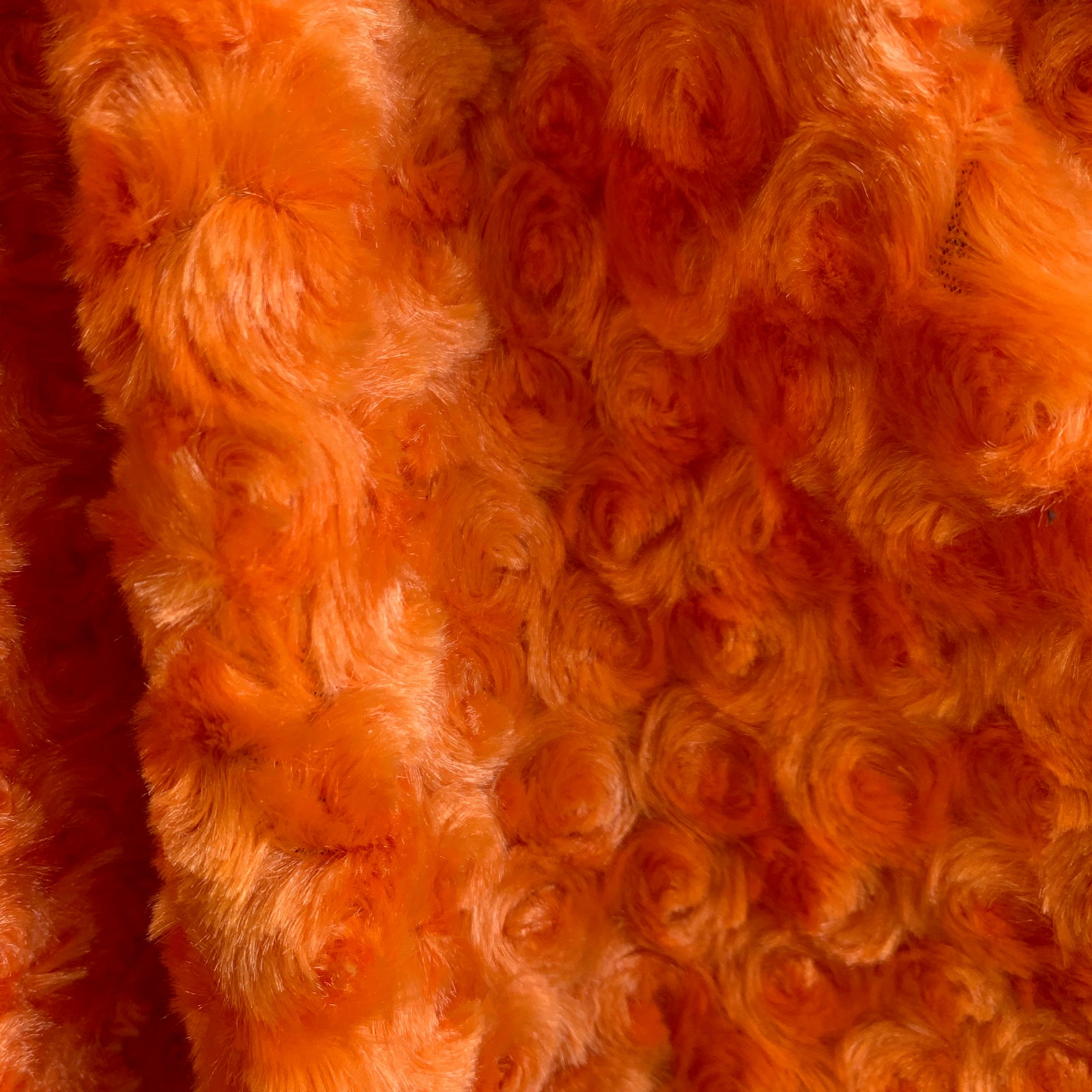 Ruth ORANGE Cuddle Minky Rosette Soft Faux Fur Fabric by the Yard - 10083