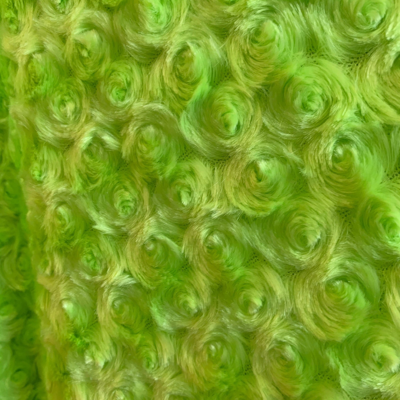 Ruth LIME GREEN Cuddle Minky Rosette Soft Faux Fur Fabric by the Yard - 10083
