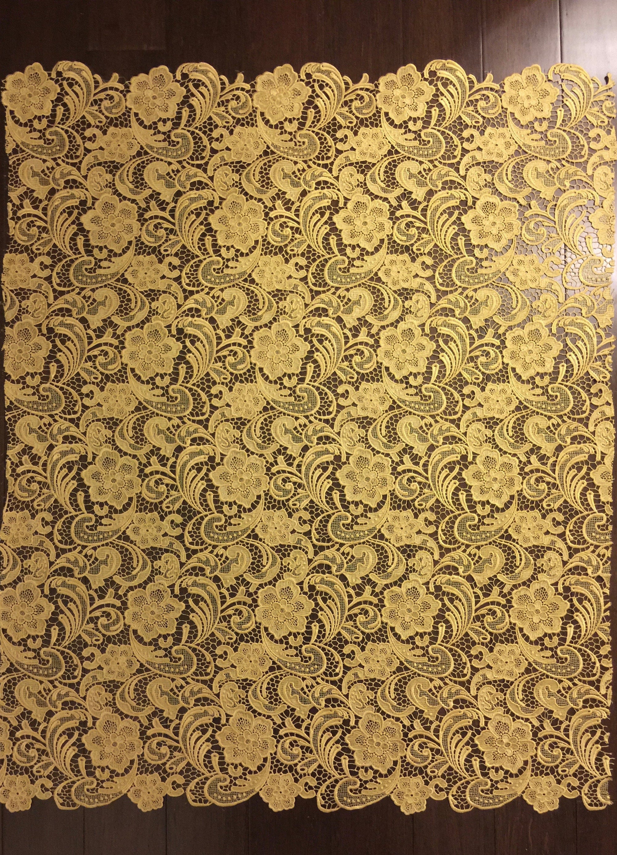 Maggie MUSTARD YELLOW Guipure Venice Heavy Lace Fabric by the Yard - 10019