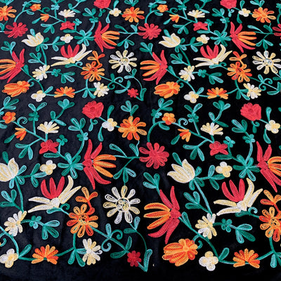 Johanna EMBROIDERED FLORAL 1 Pattern Polyester Stretch Velvet Fabric by the Yard for Tops, Clothes, Dance Wear, Costumes, Crafts - 10167