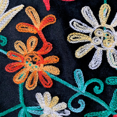Johanna EMBROIDERED FLORAL 1 Pattern Polyester Stretch Velvet Fabric by the Yard for Tops, Clothes, Dance Wear, Costumes, Crafts - 10167