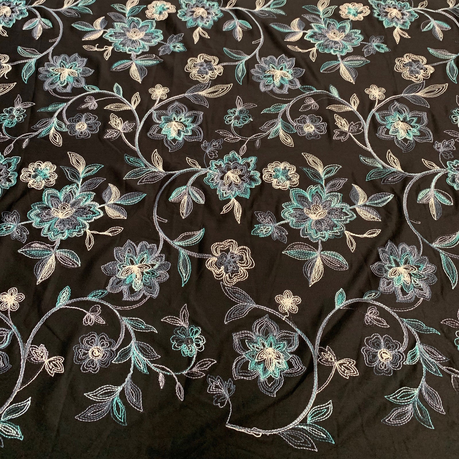 Johanna EMBROIDERED FLORAL 2 Pattern Polyester Stretch Velvet Fabric by the Yard for Tops, Clothes, Dance Wear, Costumes, Crafts - 10167