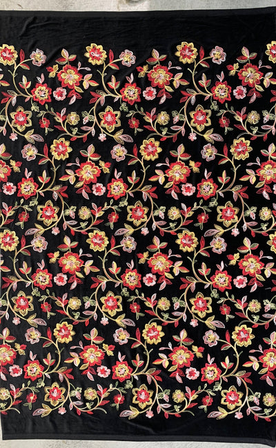 Johanna EMBROIDERED FLORAL 3 Pattern Polyester Stretch Velvet Fabric by the Yard for Tops, Clothes, Dance Wear, Costumes, Crafts - 10167