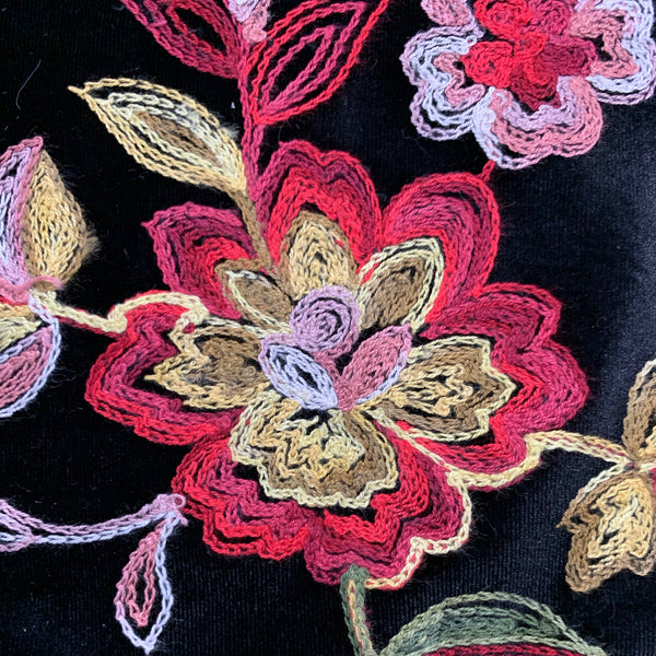 Johanna EMBROIDERED FLORAL 3 Pattern Polyester Stretch Velvet Fabric b ...