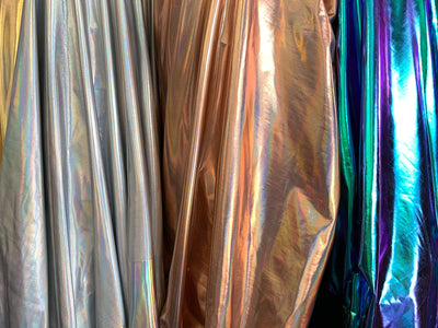 Finley IRIDESCENT GREEN BLUE Purple Mermaid 4-Way Stretch Metallic Foil Fabric by the Yard - 10013