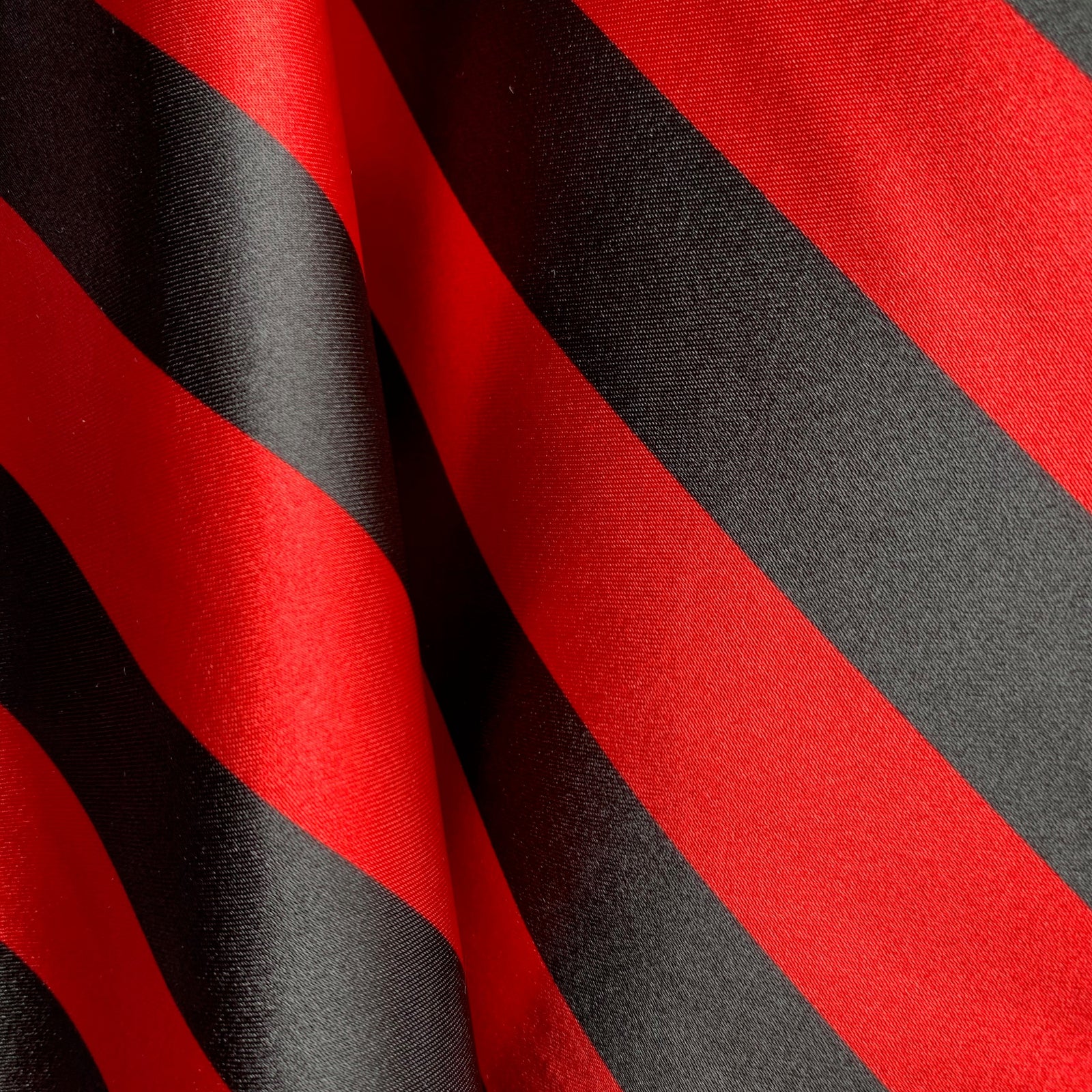 Annie RED & BLACK 1" Stripes Pattern Polyester Light Weight Satin Fabric by the Yard