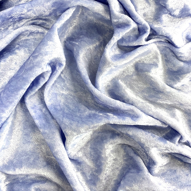 Mya BLUE LAVENDER Non-Wrinkle Mechanical Stretch Polyester Panne Velvet Fabric by the Yard - 10015