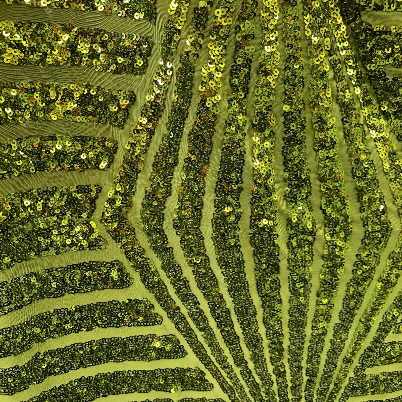 Thea OLIVE Geometric Sequins Diamond & Stripes on Poly Spandex Fabric by the Yard - 10026