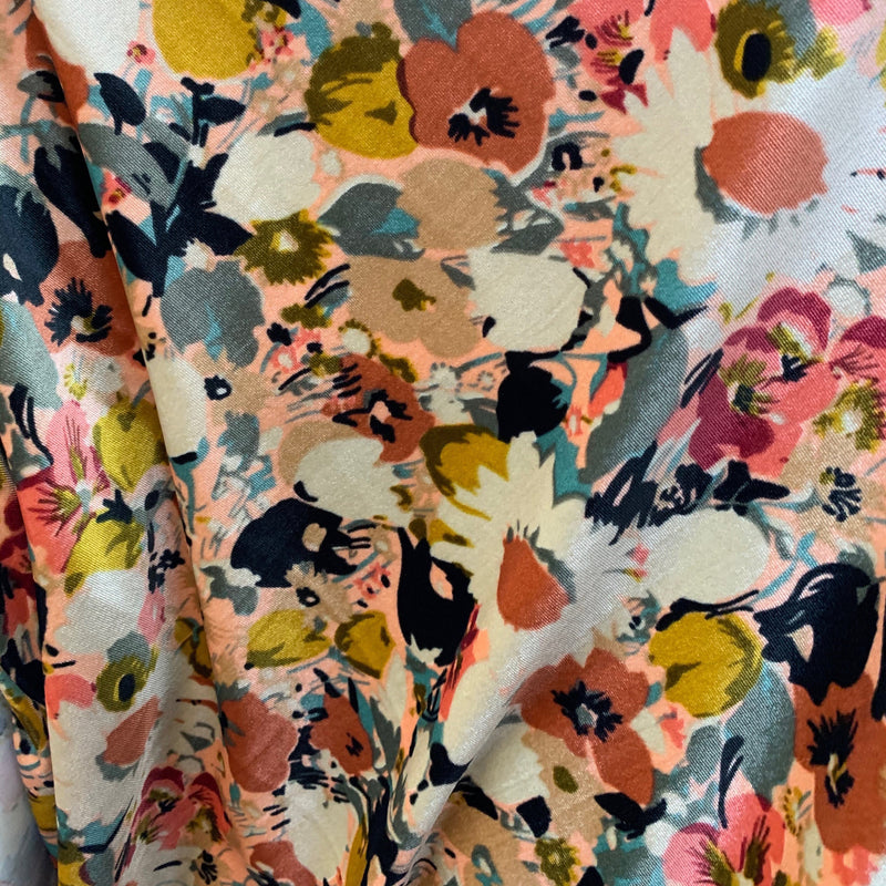 Sutton FLORAL Print 1 on Polyester Stretch Velvet for Bows, Topknot, Scrunchies, Clothes, Costumes, Crafts - 10171