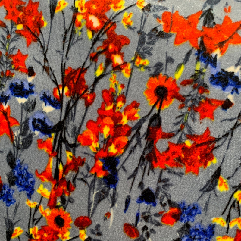Sutton FLORAL Print 7 on Polyester Stretch Velvet for Bows, Topknot, Scrunchies, Clothes, Costumes, Crafts - 10171