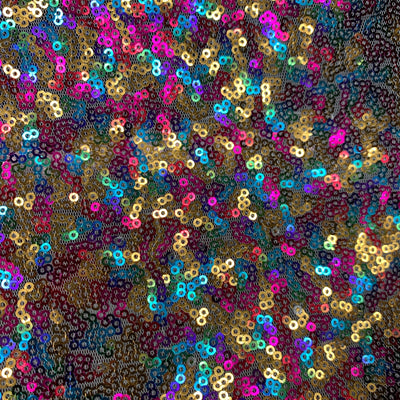 Leila GOLD RAINBOW Sequins on Mesh Fabric by the Yard - 10050