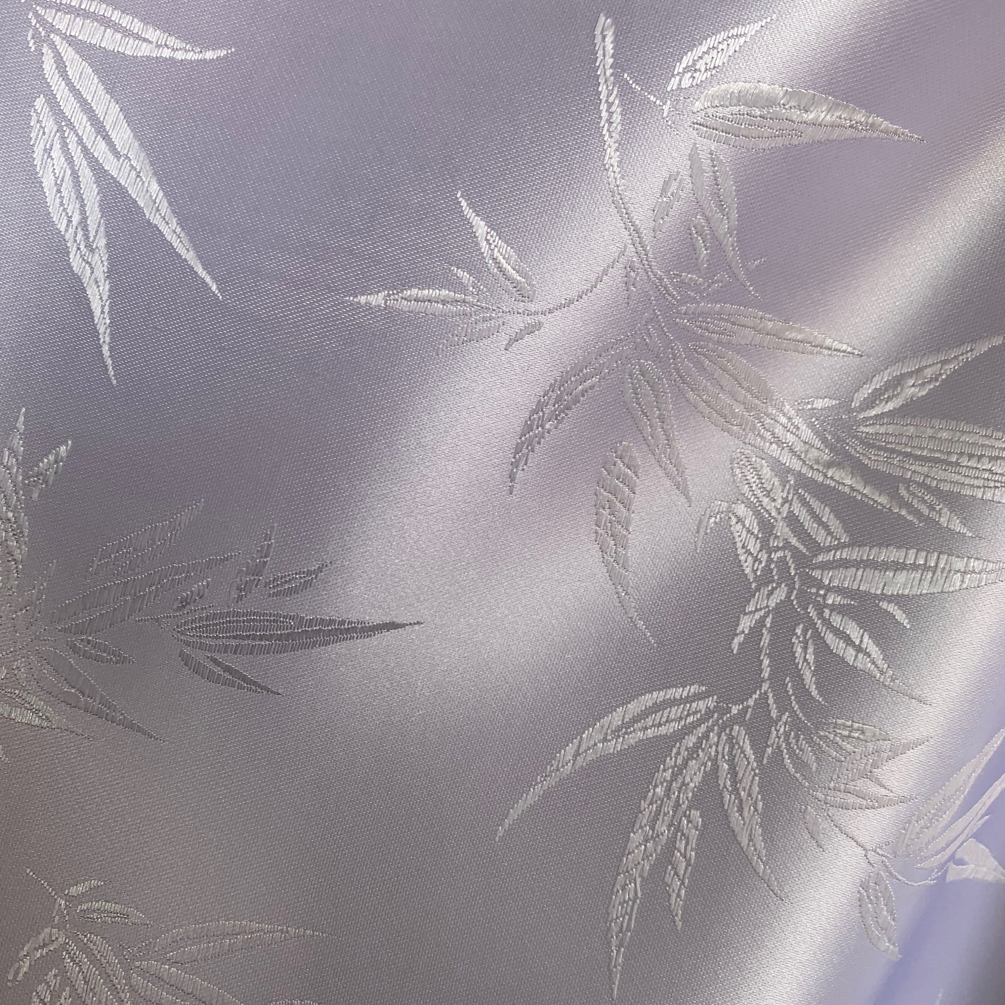 Alondra WHITE Leaves Brocade Chinese Satin Fabric by the Yard - 10095