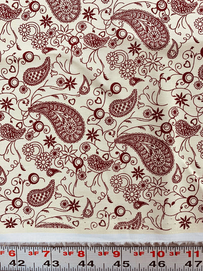 Marie RED PAISLEY 100% Cotton Fabric for Non-Medical Face Mask, Clothes, Costumes, Crafts  - 10173