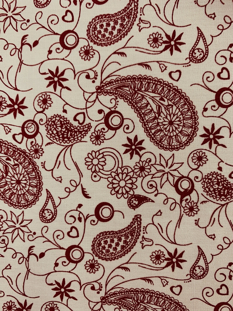 Marie RED PAISLEY 100% Cotton Fabric for Non-Medical Face Mask, Clothes, Costumes, Crafts  - 10173