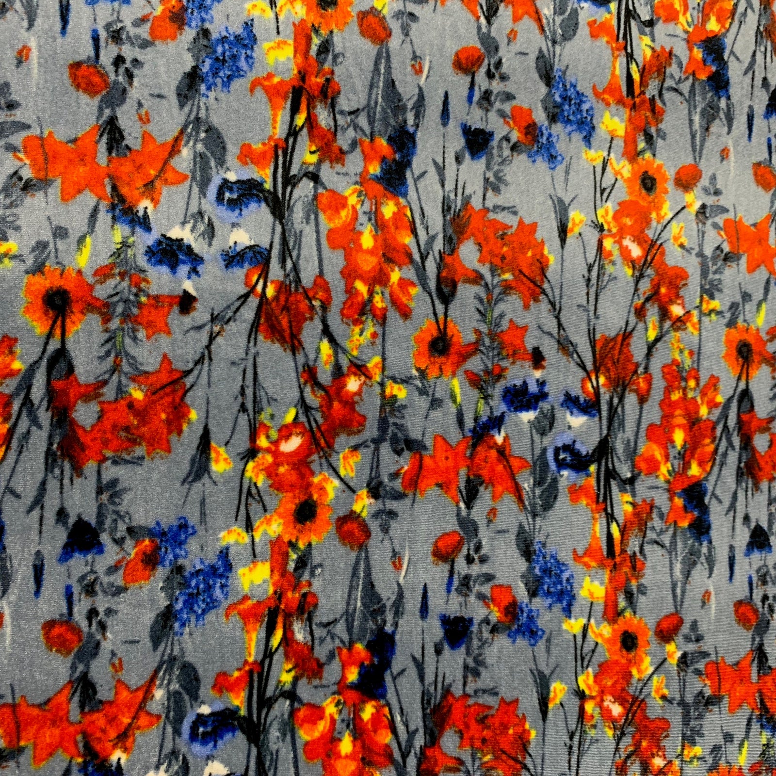 Sutton FLORAL Print 7 on Polyester Stretch Velvet for Bows, Topknot, Scrunchies, Clothes, Costumes, Crafts - 10171