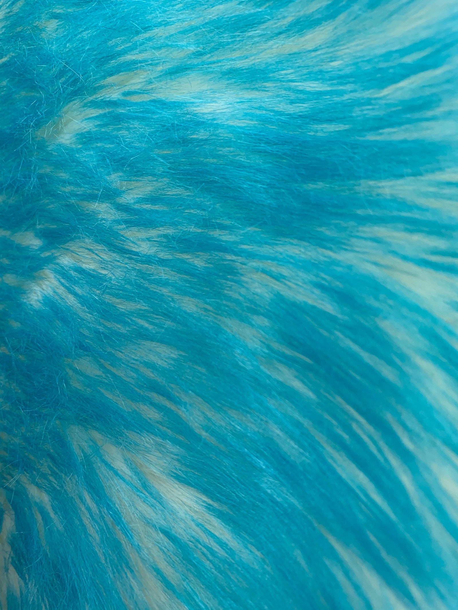 Bristol TURQUOISE Tip Candy Shag Long Pile Soft Faux Fur Fabric for Fursuit, Cosplay Costume, Photo Prop, Trim, Throw Pillow, Crafts