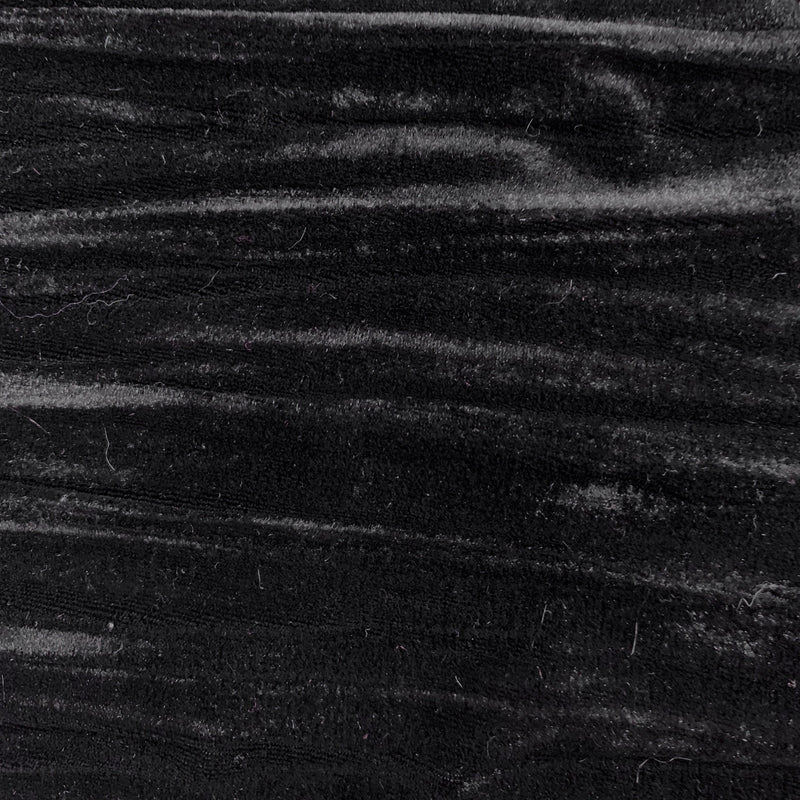 Pauline BLACK Wrinkled Polyester Crushed Stretch Velvet Fabric by the Yard for Ribbons, Headwraps, Clothes, Costumes, Crafts - 10175