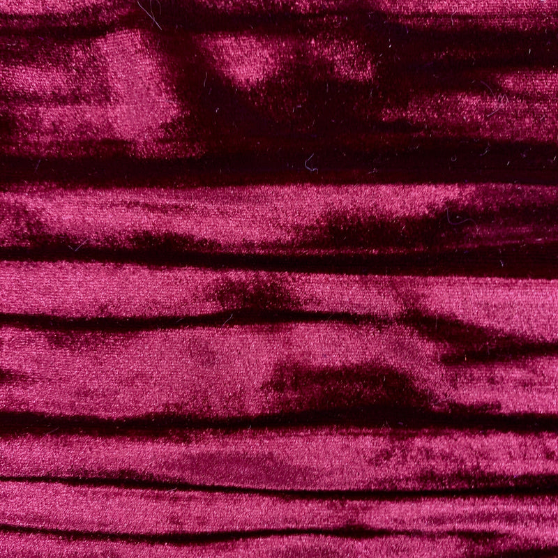 Pauline BURGUNDY Wrinkled Polyester Crushed Stretch Velvet Fabric by the Yard for Ribbons, Headwraps, Clothes, Costumes, Crafts - 10175