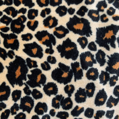 Dana BLACK CAMEL Leopard Pattern Polyester Stretch Velvet Fabric for Bows, Top Knots, Head Wraps, Scrunchies, Clothes, Costumes, Crafts