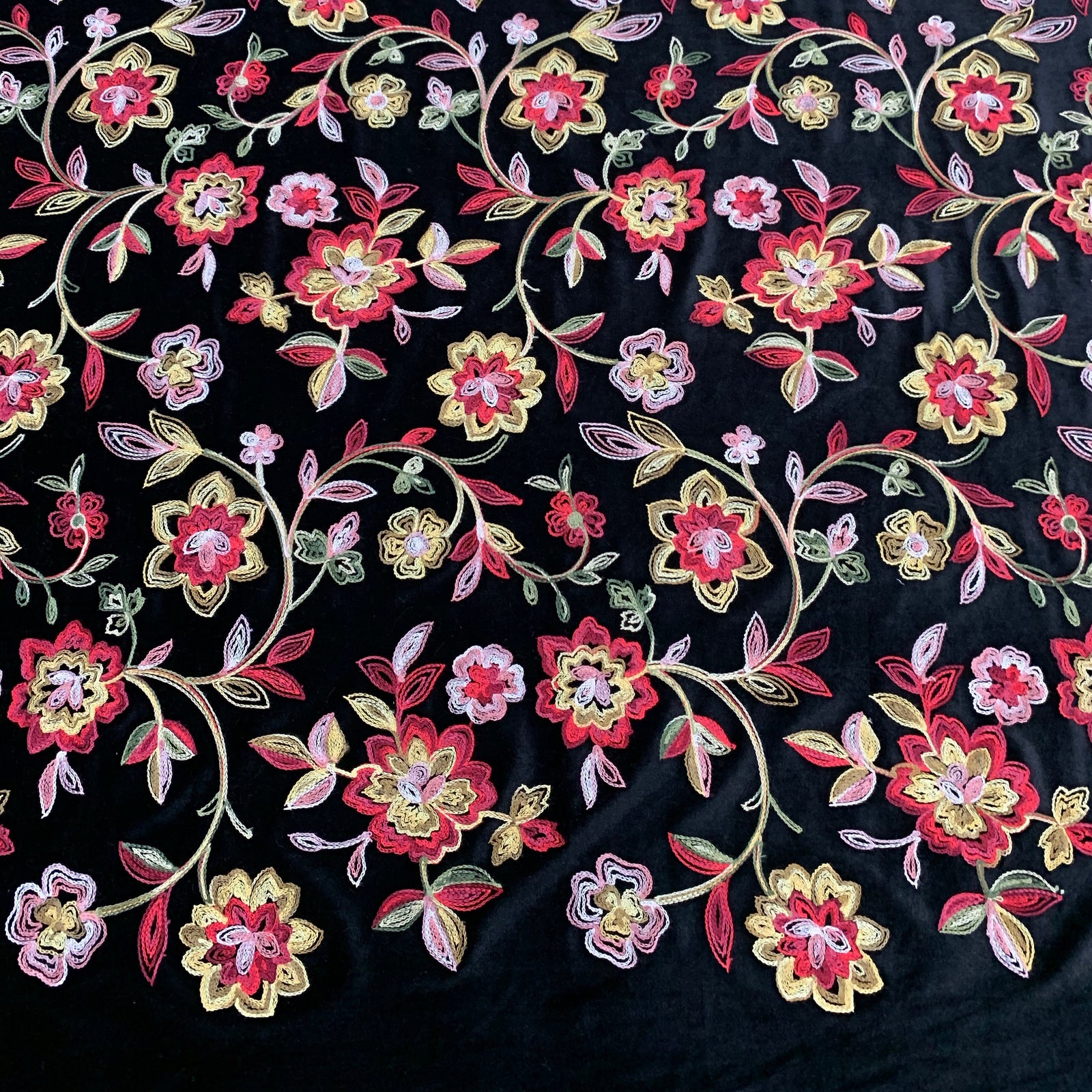 Johanna EMBROIDERED FLORAL 3 Pattern Polyester Stretch Velvet Fabric by the Yard for Tops, Clothes, Dance Wear, Costumes, Crafts - 10167
