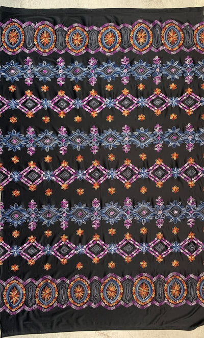 Johanna EMBROIDERED FLORAL 4 Pattern Polyester Stretch Velvet Fabric by the Yard for Tops, Clothes, Dance Wear, Costumes, Crafts - 10167