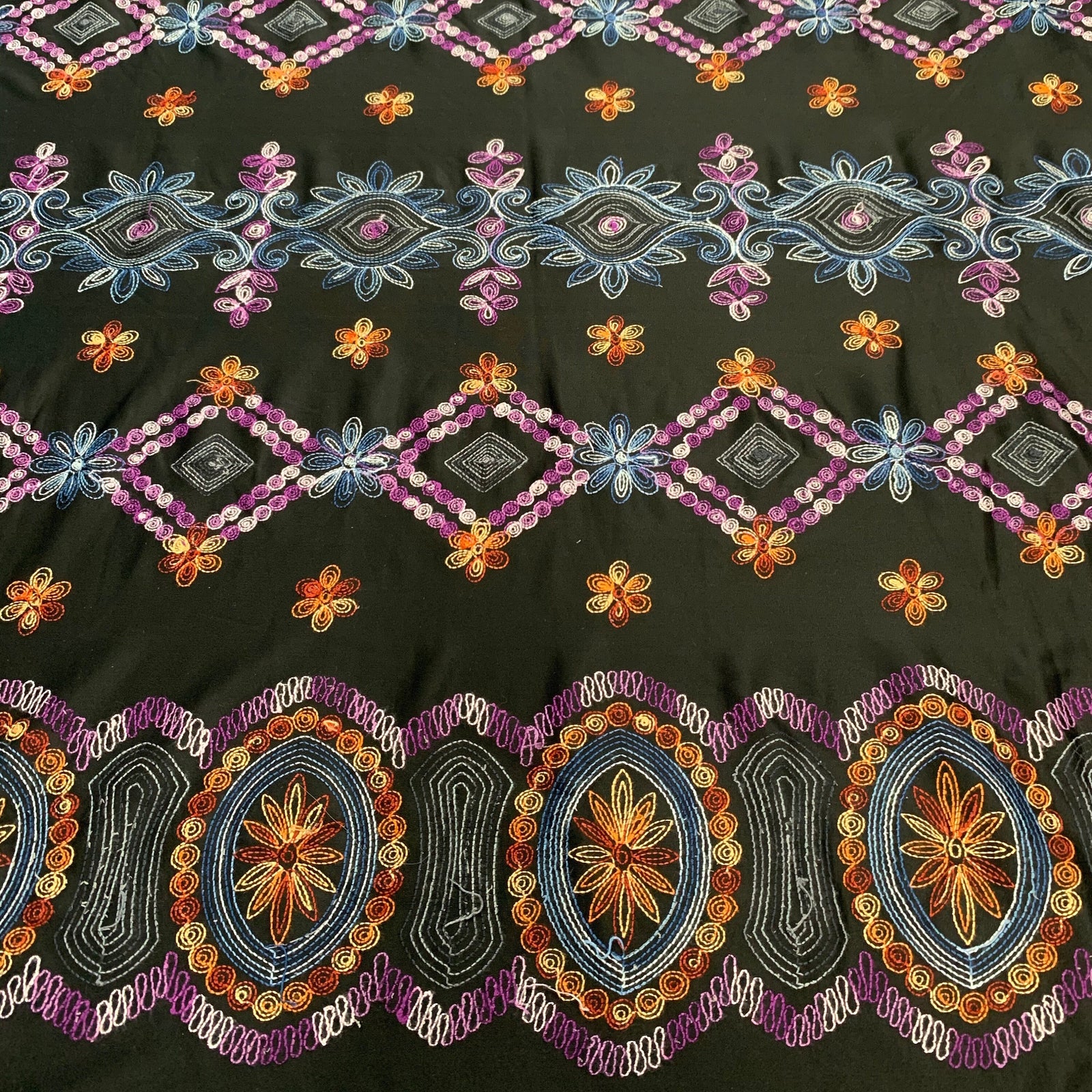 Johanna EMBROIDERED FLORAL 4 Pattern Polyester Stretch Velvet Fabric by the Yard for Tops, Clothes, Dance Wear, Costumes, Crafts - 10167