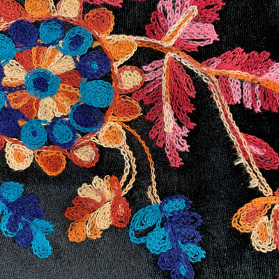 Johanna EMBROIDERED FLORAL 5 Pattern Polyester Stretch Velvet Fabric by the Yard for Tops, Clothes, Dance Wear, Costumes, Crafts - 10167