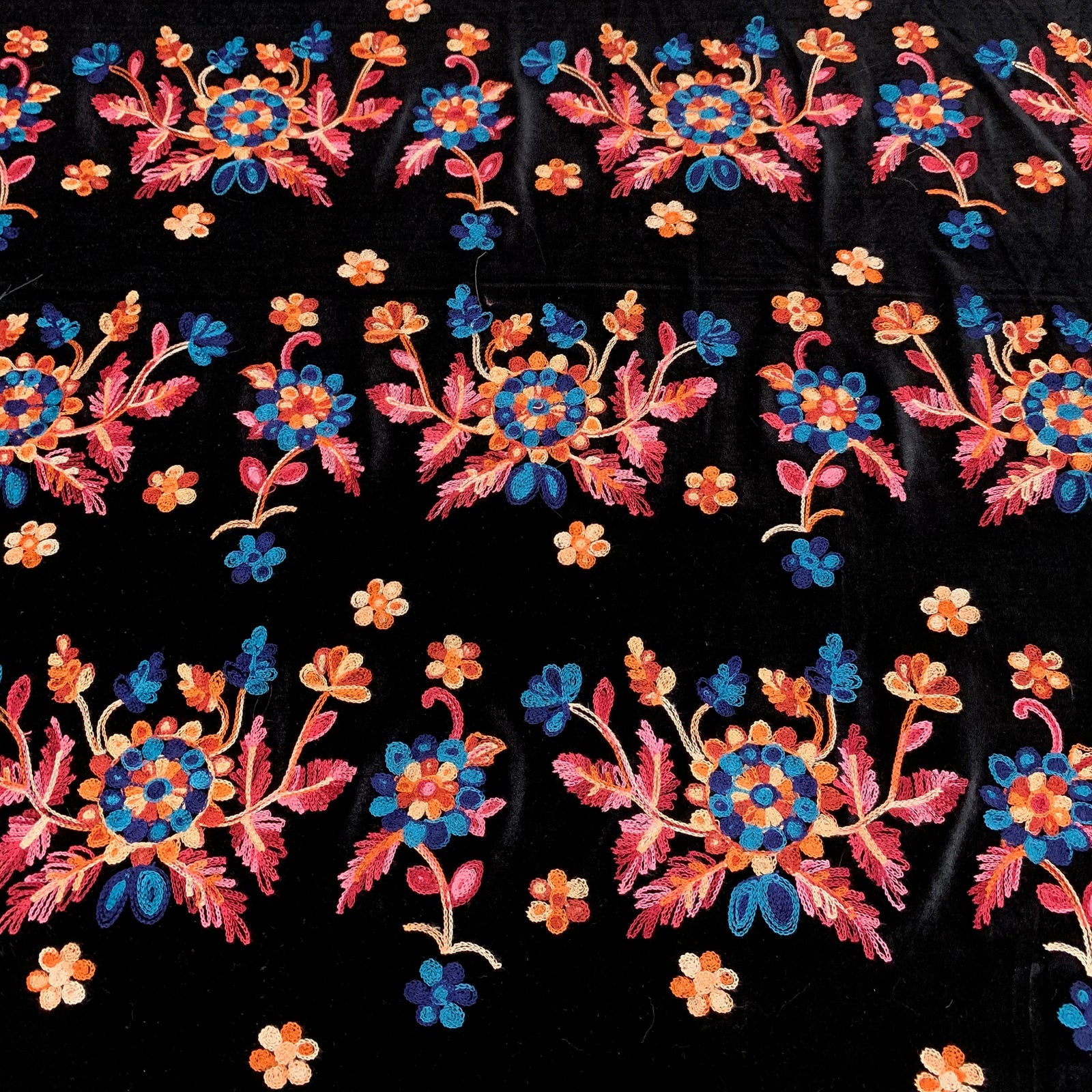Johanna EMBROIDERED FLORAL 5 Pattern Polyester Stretch Velvet Fabric by the Yard for Tops, Clothes, Dance Wear, Costumes, Crafts - 10167