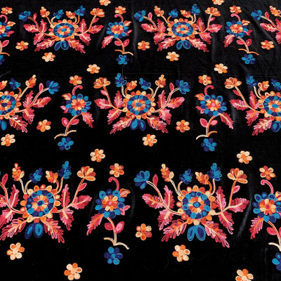 Johanna EMBROIDERED FLORAL 5 Pattern Polyester Stretch Velvet Fabric by the Yard for Tops, Clothes, Dance Wear, Costumes, Crafts - 10167