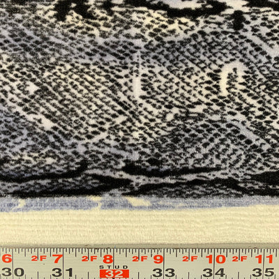 Colette GREY BLACK Snake Skin Pattern Polyester Stretch Velvet Fabric by the Yard for Tops, Clothes, Dance Wear, Costumes, Crafts - 10161
