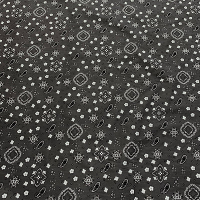 Annabella GREY Paisley Floral Print Bandana Poly Cotton Fabric by the Yard - 10115