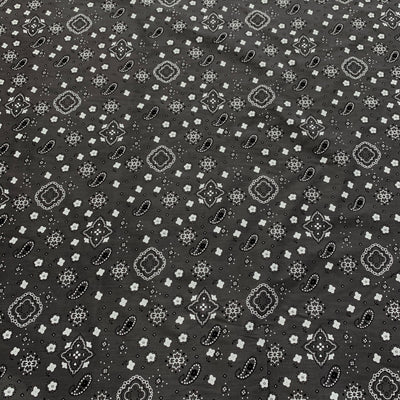 Annabella GREY Paisley Floral Print Bandana Poly Cotton Fabric by the Yard - 10115